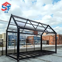 Casa Prefabricada de 20 Pies con Techo Puntiagudo, Estructura de Acero Galvanizado para Oficina, Taller, Construcción, Contenedor