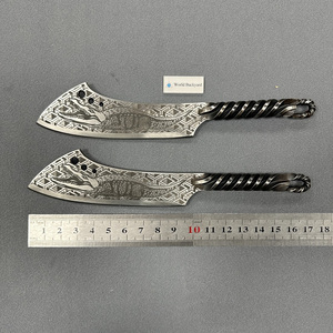 Couperet à motif de gravure à l'acide avec poignée torsadée Couteau à haute teneur en carbone forgé à la main pour la cuisine Couteau de boucher monobloc Full Tang - Product Image 3