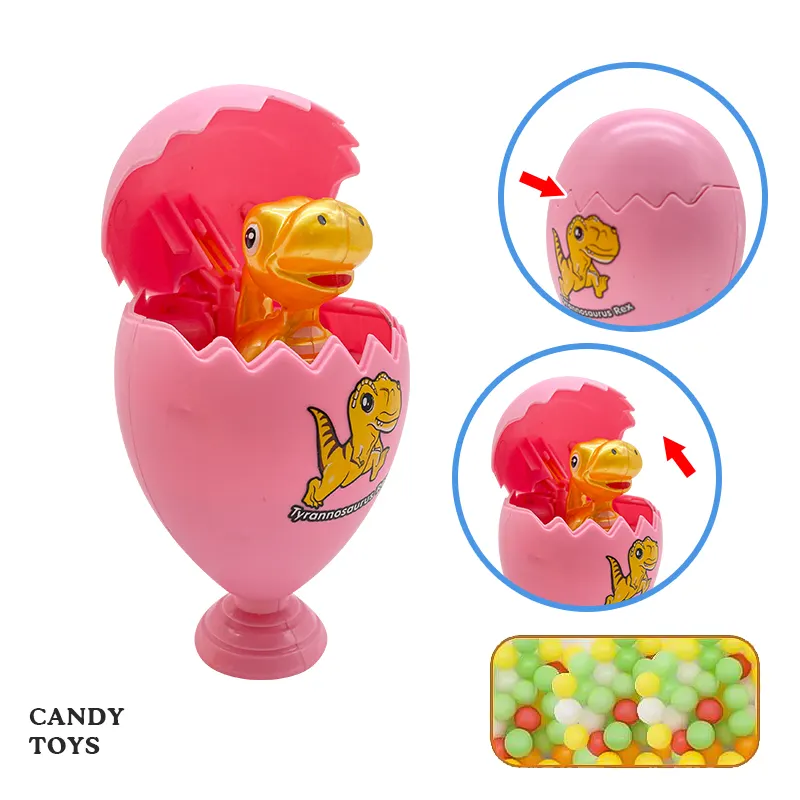 Plástico dulce Musical sorpresa dinosaurio huevo taza niño novedad promoción caramelo relleno juguetes con luz