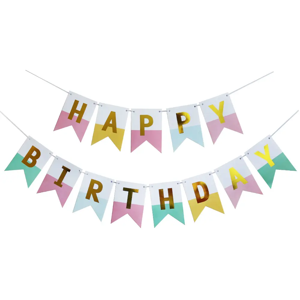 Hot Sell Fishtail Birthday English Letter Banners For Happy Birthday Banner Party Decoration