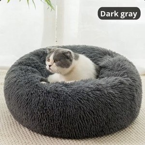 Cama larga cálida de invierno ecológica para perros y gatos de felpa, cama para mascotas de estilo moderno con patrón sólido - Product Image 5