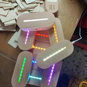 Bán buôn 145 Mét hình bầu dục bằng gỗ cơ sở RGB ba màu LED chiếu sáng cảm ứng hộp pin cho trống Laser khắc Acrylic đêm đèn - Product Image 5