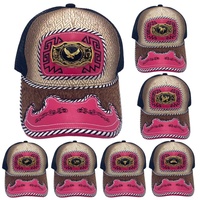 Gorra de béisbol unisex con logo 3D de metal estilo occidental, estampada en serigrafía, de mezclilla, lona, jersey y malla, a la moda para exteriores.