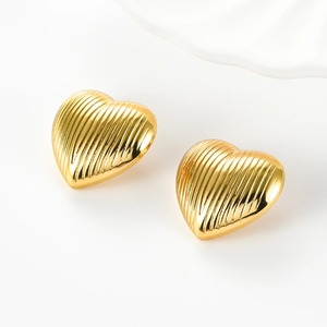 1 Paire de Boucles d'Oreilles Cœur en Acier Inoxydable pour Femme, Plaqué Or 18K, Breloques Ovales, Bijoux Quotidiens, Fête, Mariage, Cadeau - Product Image 2
