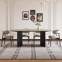 Table à manger en ardoise de style français crème lumière rectangulaire luxe pour petite maison décor de meubles de salle à manger du milieu du siècle