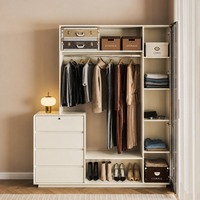 Armoire moderne style nordique en MDF avec commode, serrure intelligente à empreinte digitale pour chambre à coucher, personnalisation directe usine, cintre inclus