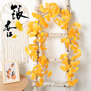 Artificial Ginkgo <b>Leaves</b> <b>Decorative</b> Flower 100cm 200cm Silk Flower Handmade For Pipe And <b>Wall</b> <b>Decoration</b> - Product Image 1