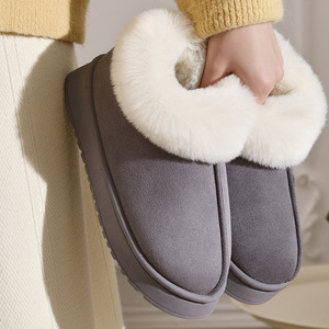 Zapatillas de invierno unisex con forro polar grueso, puntera circular, suela de PVC, ligeras, antideslizantes, cálidas y silenciosas para exterior e interior - Product Image 3