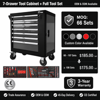 Chariot à outils RT TOOL avec outils, armoire à roulettes à 7 tiroirs pour atelier et garage