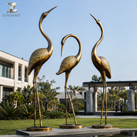 Escultura de Grulla de Bronce, Estatuas de Jardín para Exteriores, Arte de Aves y Animales de Tamaño Real, Decoración Personalizada para Parques, Césped, Villas y Paisajes, Fabricante