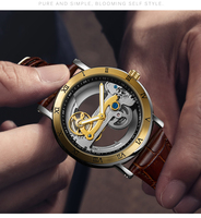 WLISTH Montres pour hommes Montre-bracelet mécanique automatique au design royal entièrement transparente Boîtier en acier Montre lumineuse étanche pour hommes