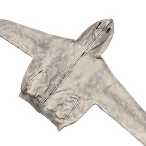 <span class=keywords><strong>Sweat</strong></span>-shirt à capuche <span class=keywords><strong>zippé</strong></span> pour <span class=keywords><strong>homme</strong></span>, style ninja 3D, en coton épais double couche, effet vieilli et délavé, avec balaclava intégrée et épaules tombantes - Product Image 2