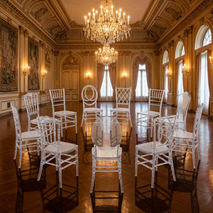 Chaise <span class=keywords><strong>de</strong></span> jardin et <span class=keywords><strong>de</strong></span> banquet Chiavari en résine acrylique transparente empilable, idéale pour les mariages et événements – Offre spéciale - Product Image 3