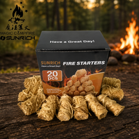 SUNRICH FL-20 20 pièces/boîte Allume-feu étanche pour camping, cheminée, barbecue, extérieur, cuisine, survie, allume-feu à bois propre