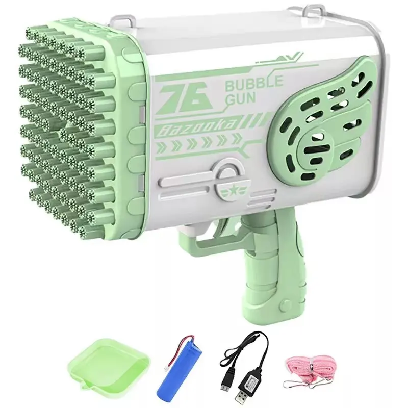 Hole Bazooka Bubble Gun Biggest Bubble Gun Machine Children's Electric Bubble Toys New Design Super 76 USB Plastic Color Box