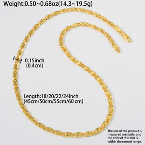 Collier unisexe tendance en laiton plaqué or 18 carats 750 d'Italie, maillons ovales gaufrés fantaisie en forme de fleur, idéal pour un anniversaire - Product Image 6