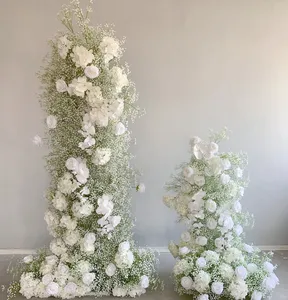 Accessoires de photographie fleur de soie bébé souffle roses blanches fleurs artificielles salon toile de fond pour mariage mariée demoiselle d'honneur