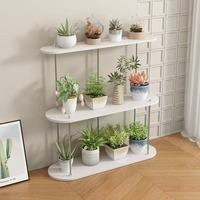 Étagère à fleurs à trois niveaux en bois massif, style minimaliste moderne, sur roulettes, pour salon, intérieur, en acier inoxydable, réglable