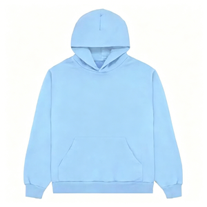 Sudadera con Capucha de Punto Azul Claro para Hombre, Diseño Profesional, con Estampado de Polvo, Corte Holgado, para Hombre - Product Image 2
