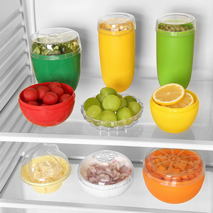 Mini Portable Plastic Food Storage Box Set For Fruits Vegetables With Transparent Lids Round Shape Travel Use - Product Image 2