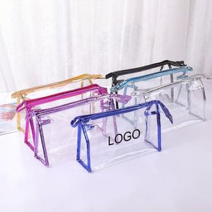 Custom Logo PVC Cosmetic <b>Bag</b> <b>Transparent</b> Waterproof Zipper Closure PVC <b>Makeup</b> <b>Bag</b> Customization - Product Image 1