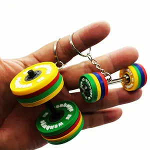 Wsnbwye weight fitness adjustable barbell keychain keychain gift Anime DIY Fitnesscustom rubber barbell plate keychain