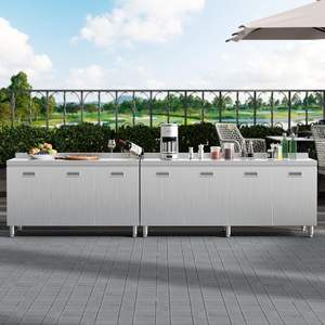 Juego de muebles de cocina de acero inoxidable personalizado, armario único para Cocina casera con tratamiento de superficie cepillada - Product Image 5