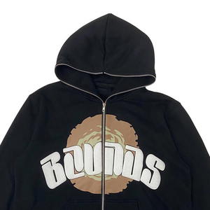 Sweat à capuche zippé intégral pour homme avec lettrage 3D en mousse haute densité, en molleton épais 100% coton, style streetwear, hiver - Product Image 2