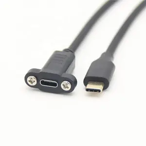 USB3.0 Type C Male to Female Extension Data Cable with Panel Mount Screw Hole