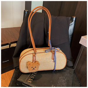 ZPB2898 Sac à main vintage à bandoulière unique pour femme, petit sac carré à texture tissée, nouveau sac fourre-tout décontracté pour les trajets quotidiens, inspiré - Product Image 4