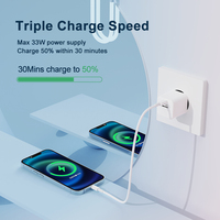 Pengisi daya logo kustom GaN PPS 33W PD 30W USB-A + USB-C pengisi daya dinding dua port adaptor perjalanan untuk Samsung untuk Iphone