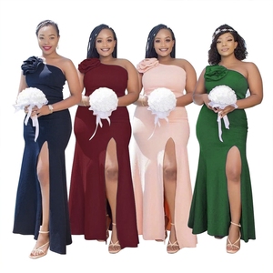African Mermaid <strong>Bridesmaids</strong> <strong>Dress</strong> Long <strong>Gold</strong> Black Girl Wedding Guests Prom <strong>Dress</strong> One Shoulder Split Leg Wedding Party <strong>Dress</strong> - Product Image 1