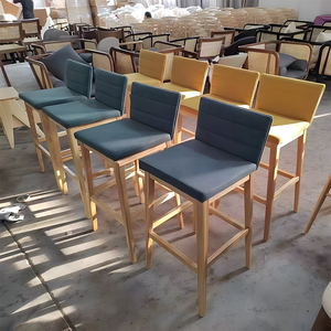 Leisure Simple Style Courtyard Teak Wood Chair Outdoor <b>Garden</b> Patio Hotel Bar <b>Stool</b> With Cushion for Home and Hotel - Product Image 5