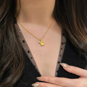 Collar Legend Blue Sea Immortal Qi con Gema Azul Marino, Doble Gota de Agua, Color Cruzado, Diamantes Completos, Plata de Ley S925, Colgantes de Moda - Product Image 3