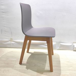 Ke Ming Modern <b>Plastic</b> <b>Chair</b> Grey With Wood Legs For <b>Dining</b> Room - Product Image 2