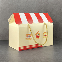 Conteneur en papier pour desserts de boulangerie avec poignée pour soufflé, beignets, dorayaki, pâtisseries, collations, boîte à emporter et solution sac en papier