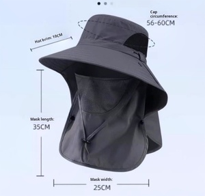 Chapeau de pêche avec voile anti-UV amovible pour hommes, pour l'extérieur, hiver et été - Product Image 2