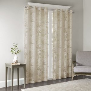 New Arrival Burntout Leaves Pattern Sheer <strong>Curtains</strong> Floral Sheer Grommet <strong>Single</strong> <strong>Curtain</strong> - Product Image 2