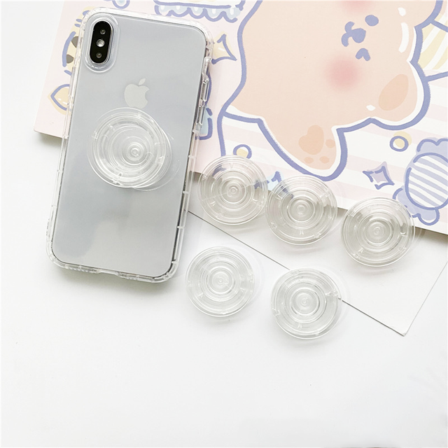 Hot Selling Premium Material Clear Color Finger Holder Transparent Kickstand Phone Grip with Socket Popular Cell Phone Stand
