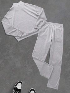 Conjunto Deportivo Casual de Dos Piezas para <span class=keywords><strong>Hombre</strong></span>, Talla Europea, Cuello Alto con Cierre, Manga Larga, Pantalones Largos, 100% Bambú, para Otoño - Product Image 5