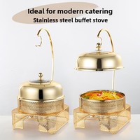 Nouveau Réchaud de Buffet Professionnel 8L en Acier Inoxydable Doré pour Traiteur, Mariages, Hôtels et Restaurants - Grande Capacité