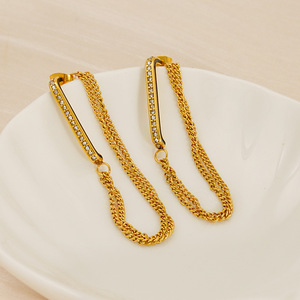 Zogxin Geometric <b>Stud</b> Earrings Gold Chain Long <b>Titanium</b> Steel Party Fashion - Product Image 3