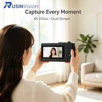 Kamera Digital RusinVision HT-SR04 4K 68MP Layar Ganda Zoom 16X Camcorder Vlogging Perjalanan Selfie OEM ODM