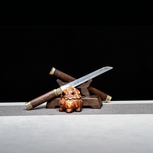 Espada corta estilo Tang forjada a mano, de acero inoxidable de 6 mm, hecha con madera de palisandro, adecuada para utilería de cine y televisión, sin afilar, HK - Product Image 5