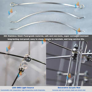 Lámpara Colgante <span class=keywords><strong>LED</strong></span> Decorativa de Acero Inoxidable 304 de Grado Alimenticio, Cristal de Alta Transmitancia, Fácil de Limpiar, Resistente a la Corrosión, para Hotel - Product Image 3