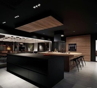 Armoires de cuisine multifonctionnelles résistantes à l'eau au design moderne, couleur personnalisée, portes en panneaux de particules, leader chinois