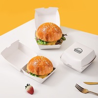 Boîtes en papier personnalisées pour hamburgers, frites, ailes de poulet frites, avec logo, pour snacks, emballage de restauration rapide, conteneur à emporter, boîte à burger, boîte à poulet