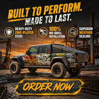 Kanopi Truk Gulung Miring Baja Galvanis Fastback Topper Tahan Air Tanpa Bor untuk Jeep Gladiator JT 2020-2025