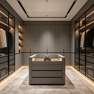 Armoire murale sur mesure du sol au plafond avec portes miroir, éclairage LED, écologique, grand rangement, dressing - Product Image 2