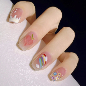 <span class=keywords><strong>Uñas</strong></span> Postizas de Verano al por Mayor, de ABS, con Degradado <span class=keywords><strong>Rosa</strong></span>, Arcoíris, Patrón de Corazón de Durazno, Forma Cuadrada, Reutilizables, <span class=keywords><strong>para</strong></span> <span class=keywords><strong>Niñas</strong></span> - Product Image 6
